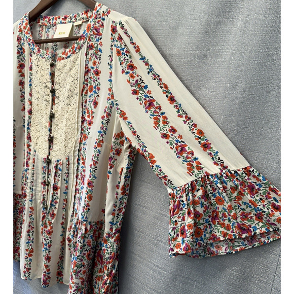 Anthropologie Maeve Top Womens Size 10 Floral Crochet Hiver Western Cottagecore - Picture 4 of 10